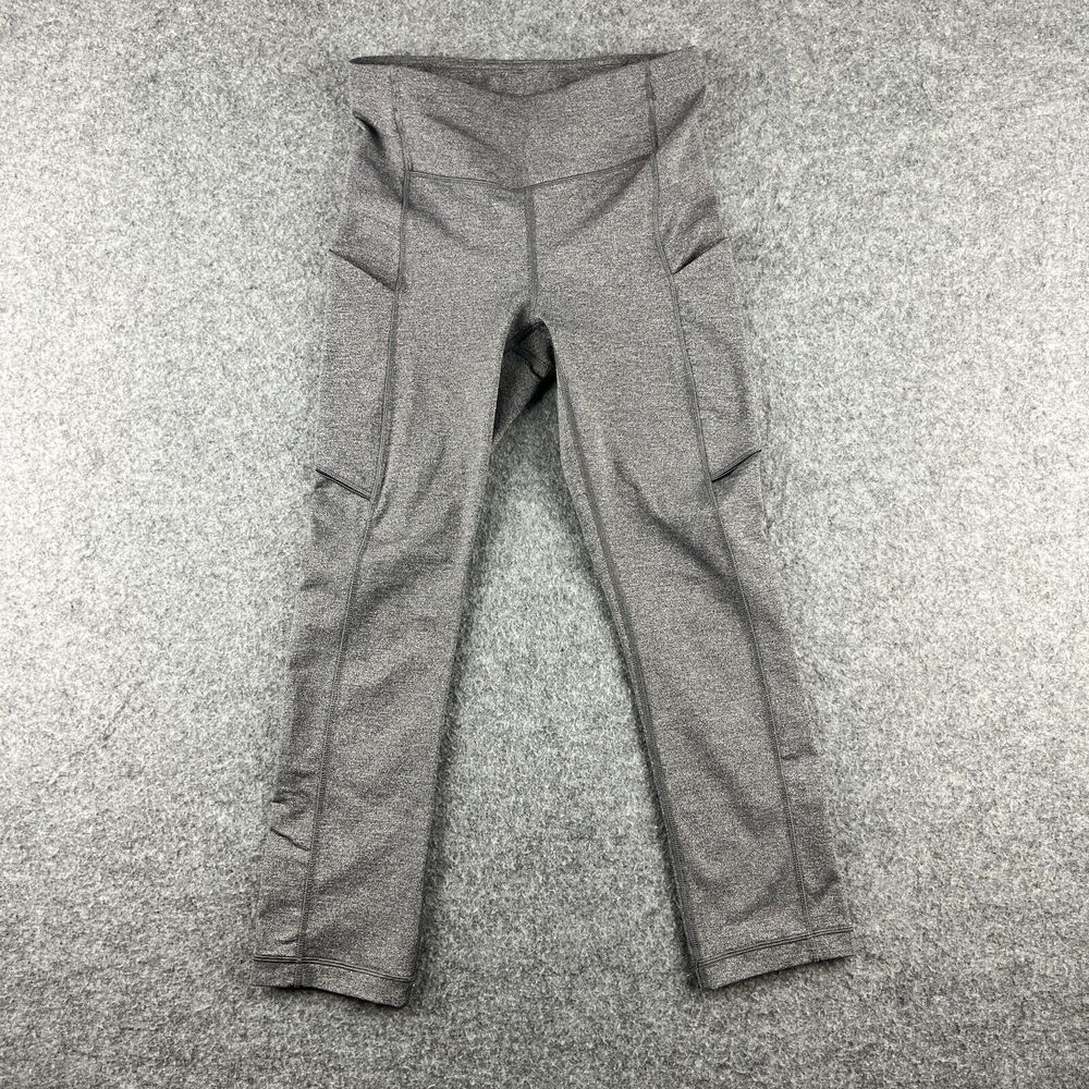 Lululemon Speed Up Crop Leggings Heathered Gray Tight Pants Pockets - Size 2